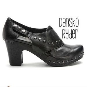 Dansko Ryder black studded leather clog heel